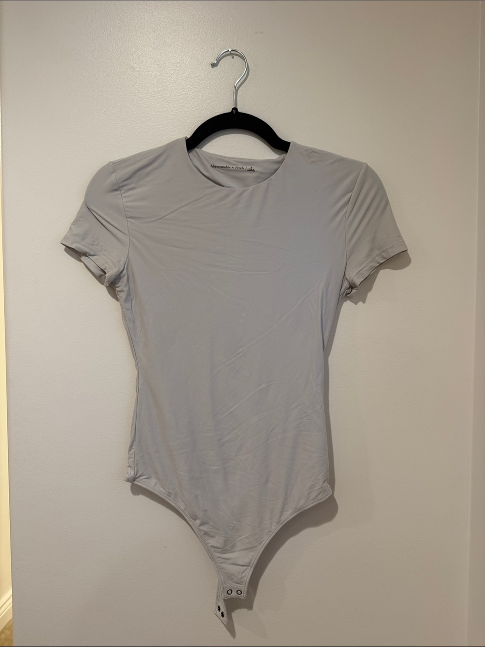 Abercrombie & Fitch Light Gray Short Sleeve Bodysuit